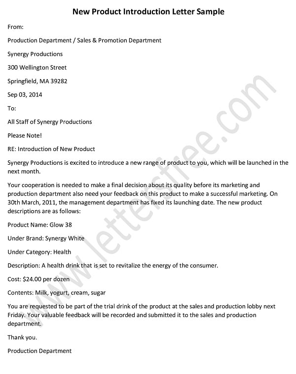 New Product Introduction Letter Template
