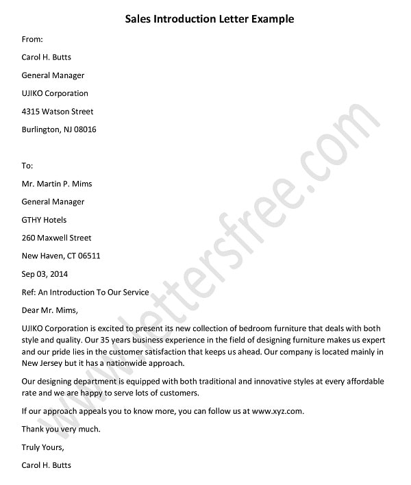 sales introduction letter template