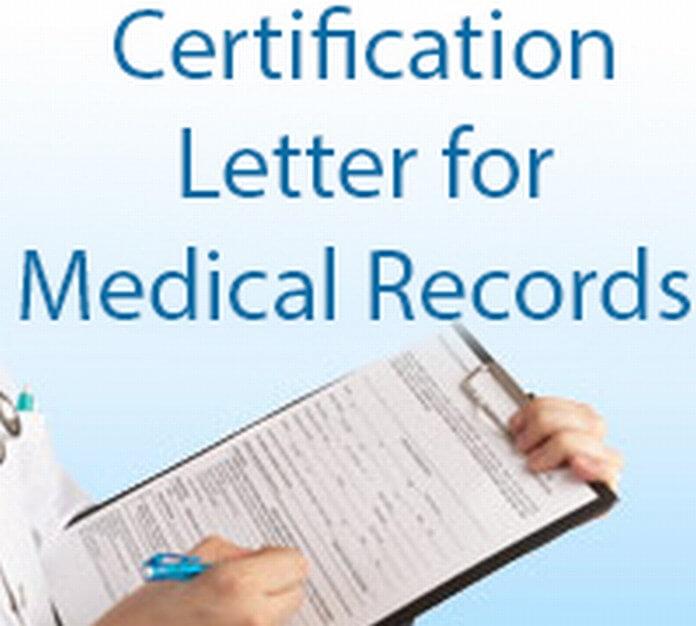 Certification Letter for Medical Record
