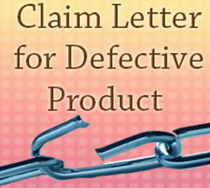 Sample Claim Letter for Defective Product