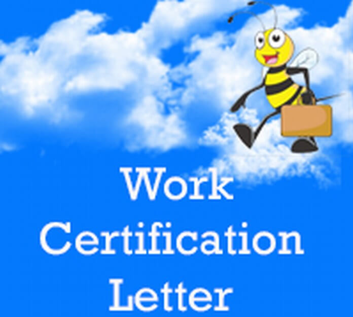 Work Certification Letter sample