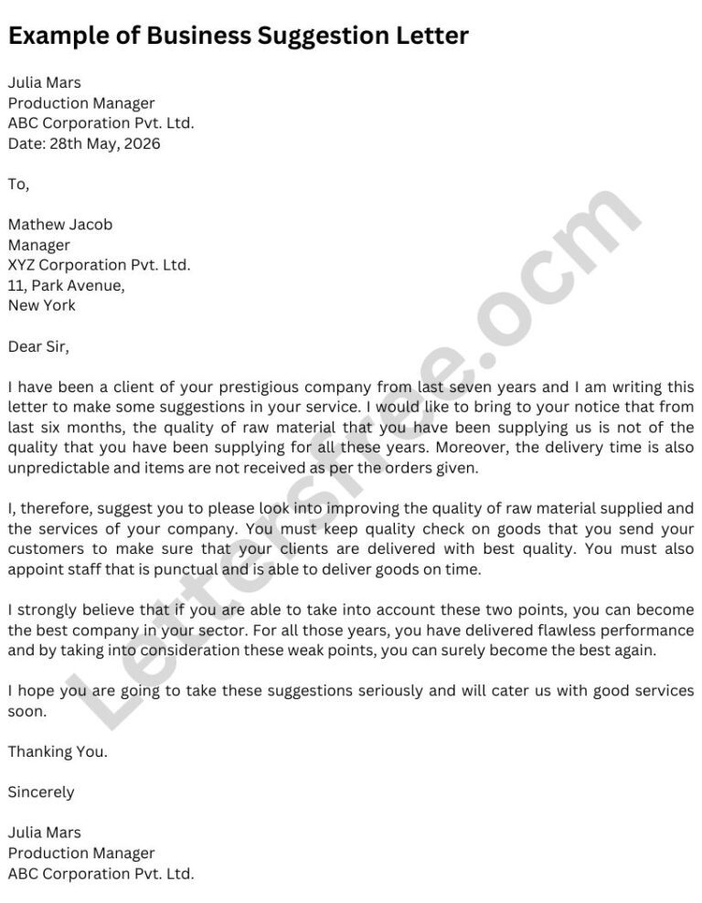 How to Write a Suggestion Letter