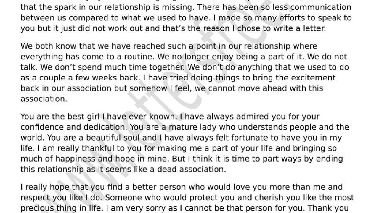 Sample Break up Letter to Lover  Break up Letter with Girlfriend