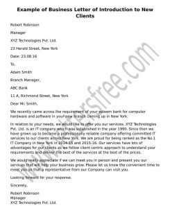 Sample Example Business Introduction Letter to New Clients