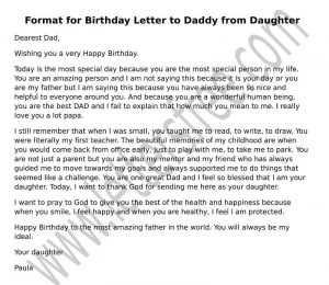 sample Birthday Letter to Dad from Daughter, Father Day Letter