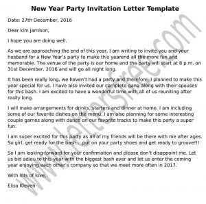 Sample New Year Party Invitation Letter employees
