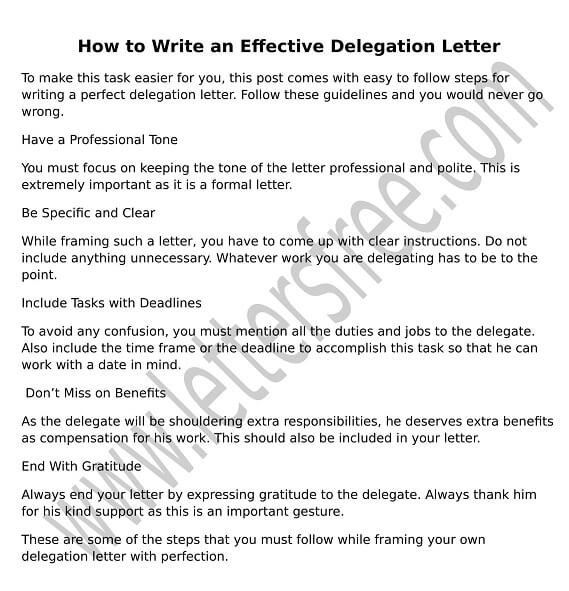 How to write a delegation letter