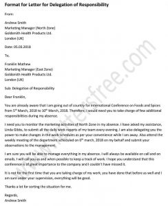 sample letter for delegation of responsibility, delegation letter template