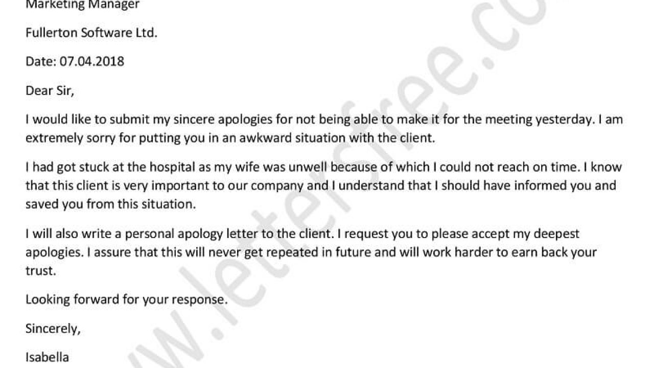 Apology Letter for Mistake at Work - Tips to Write Apology Letter