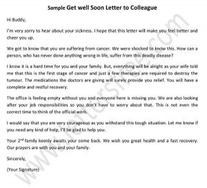 get well soon letter to Boss, Colleague or Coworker - sample get well soon letter