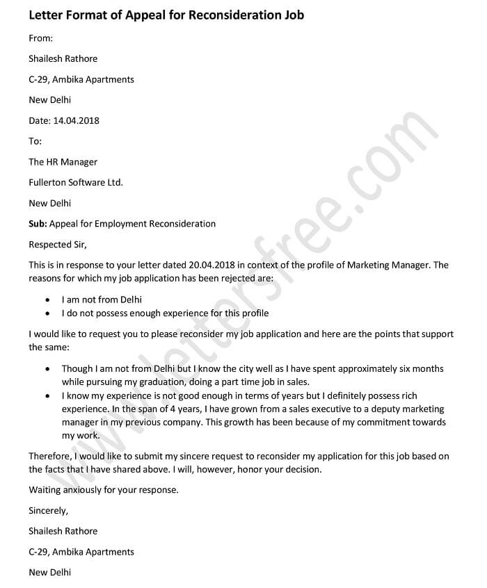 sample letter of reconsideration for college admission