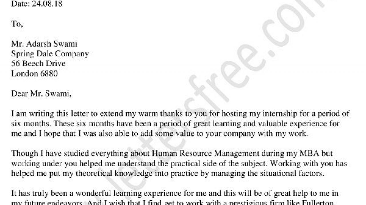 How to Write a Thank You Letter After Internship with Sample