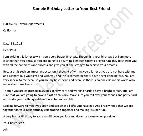 birthday letter to best friend - sample birthday letter friend, Letter tips