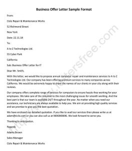 Sample Business Proposal Letter Format - how to write Business offer letter