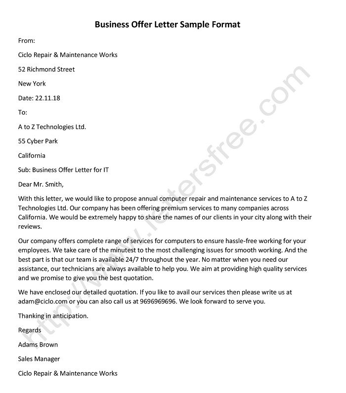 Letter sample proposal Business Proposal