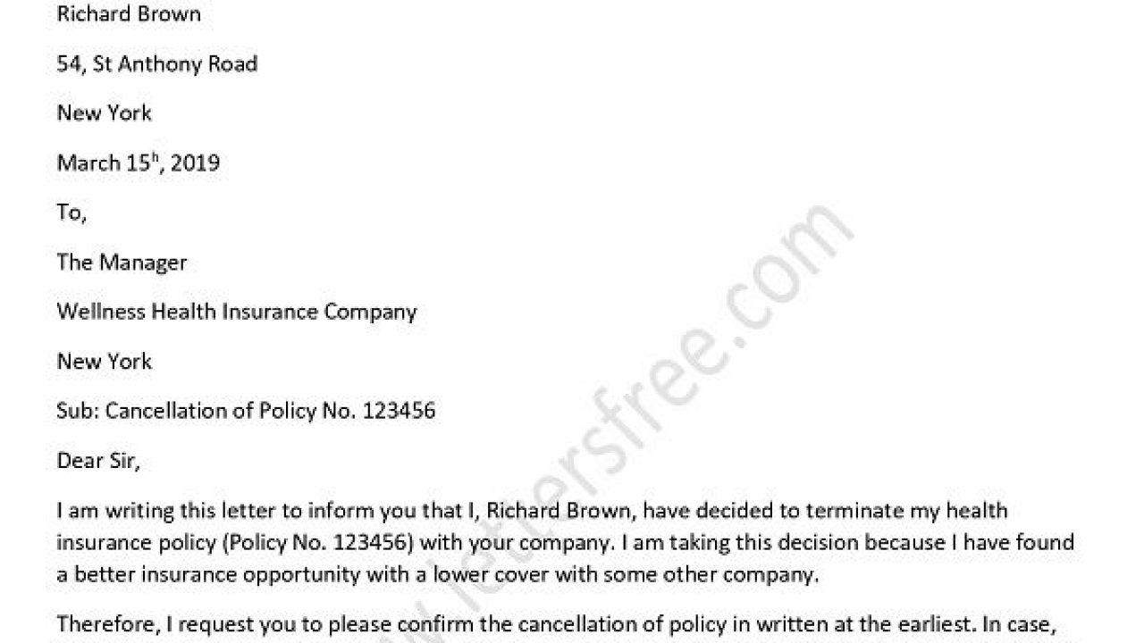 Health Insurance Cancellation Letter – How to Write a Letter