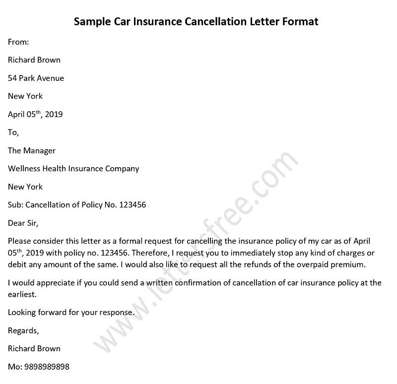 Employer Health Insurance Cancellation Letter Sample from www.lettersfree.com