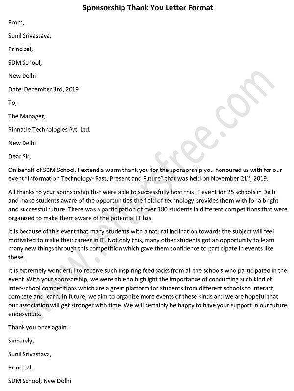 Letter To Potential Sponsor from www.lettersfree.com