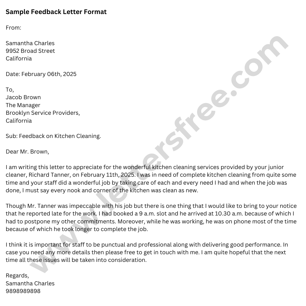 feedback-letter-format