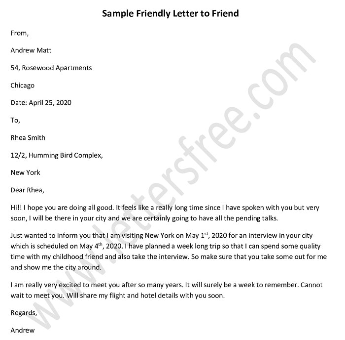 Friendly Letter Format Example from www.lettersfree.com