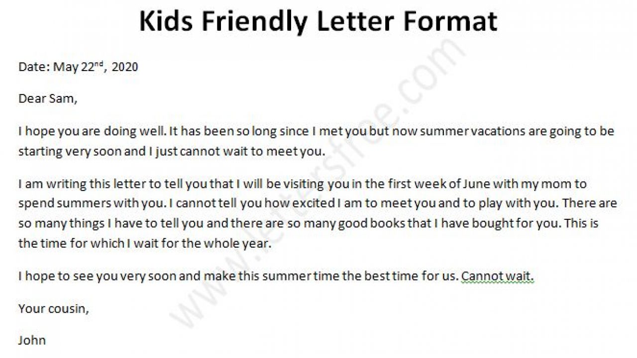 Kids Friendly Letter - How to write a Friendly Letter