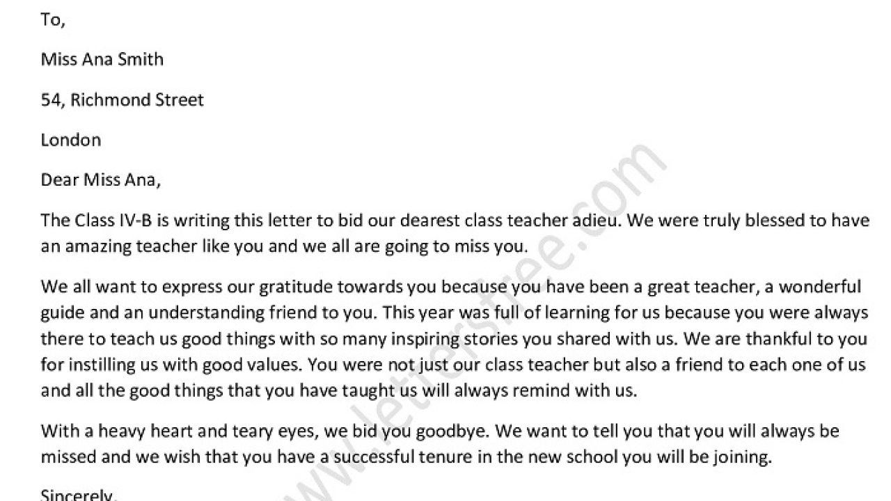Emotional Goodbye Letter to Teacher and Mentor