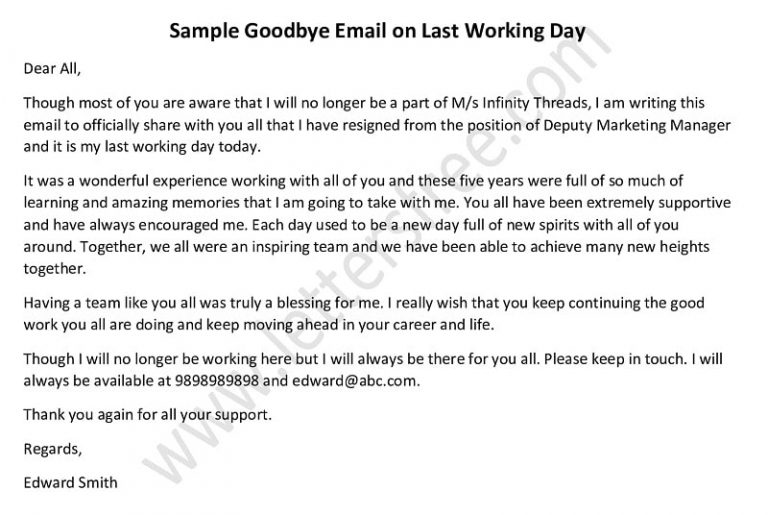How To Write A Goodbye Email On Last Working Day With Example
