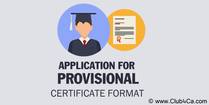 Application for Provisional Certificate Format