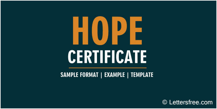 Hope Certificate Application Format, Sample, Example, Template