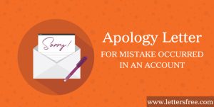 Apology Letter for Mistake Occurred in an Account