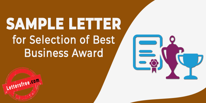 Sample Letter for Selection of Best Business Award