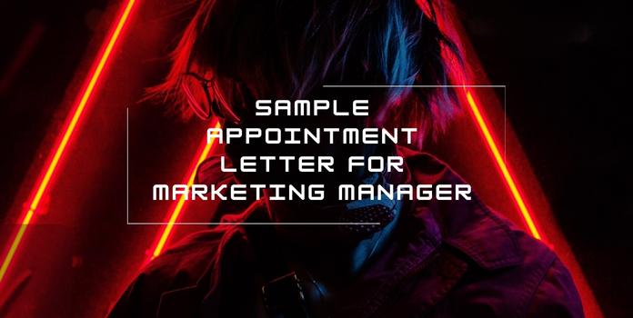 Appointment Letter for Marketing Manager